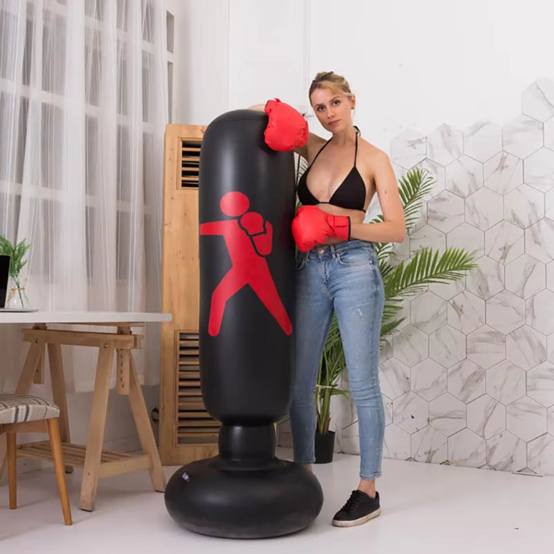 160cm Heavy-Duty Inflatable Standing Boxing Bag for Fitness Training and Stress Relief