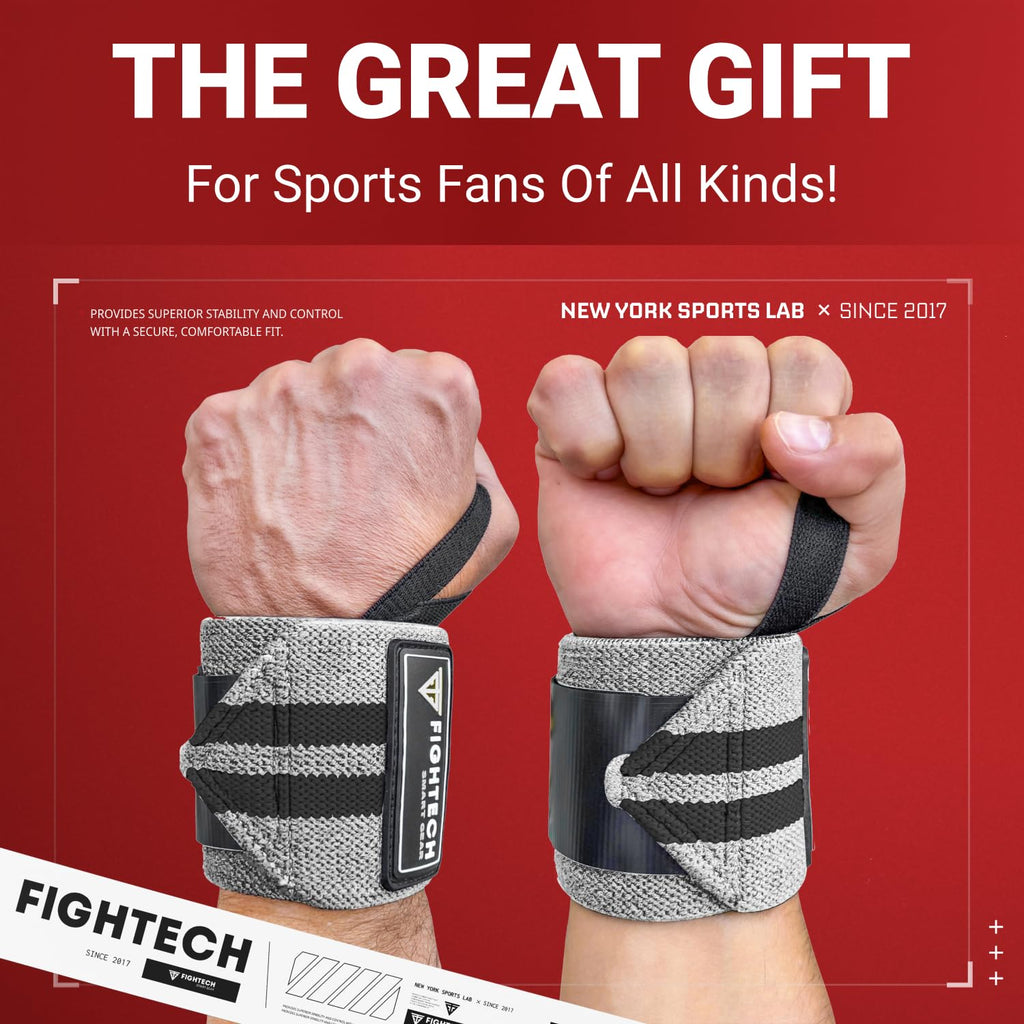 Professional Grade 18-Inch Wrist Wraps for Weightlifting | Ideal for Powerlifting, Strength Training, and Bodybuilding (Gray)