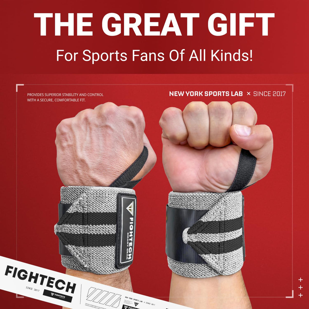 Professional Grade 18-Inch Wrist Wraps for Weightlifting | Ideal for Powerlifting, Strength Training, and Bodybuilding (Gray)