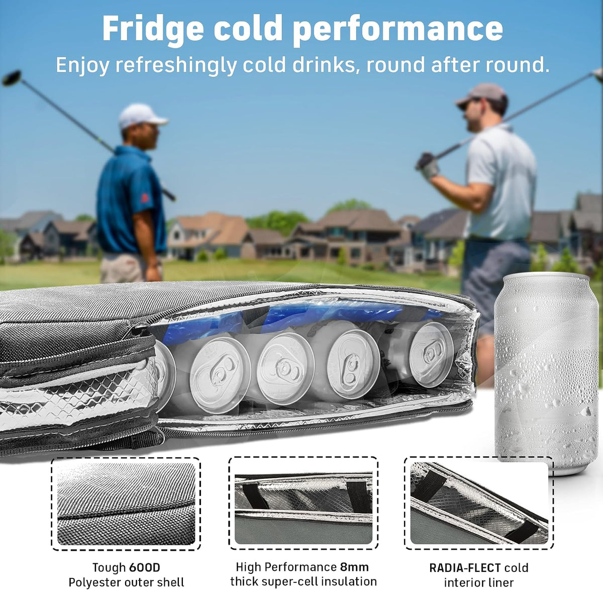 Insulated Slim Golf Bag Cooler with Ice Pack