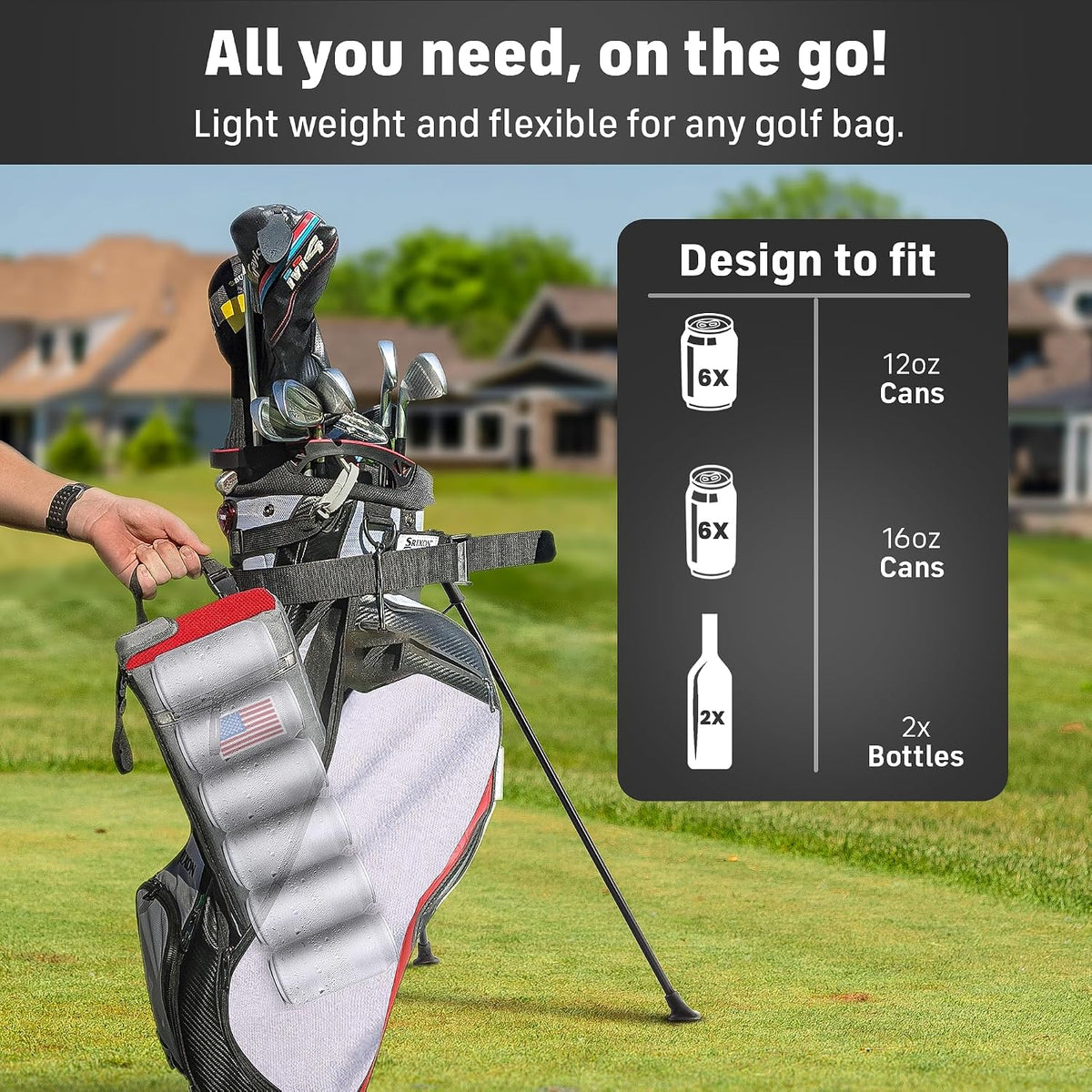 Insulated Slim Golf Bag Cooler with Ice Pack