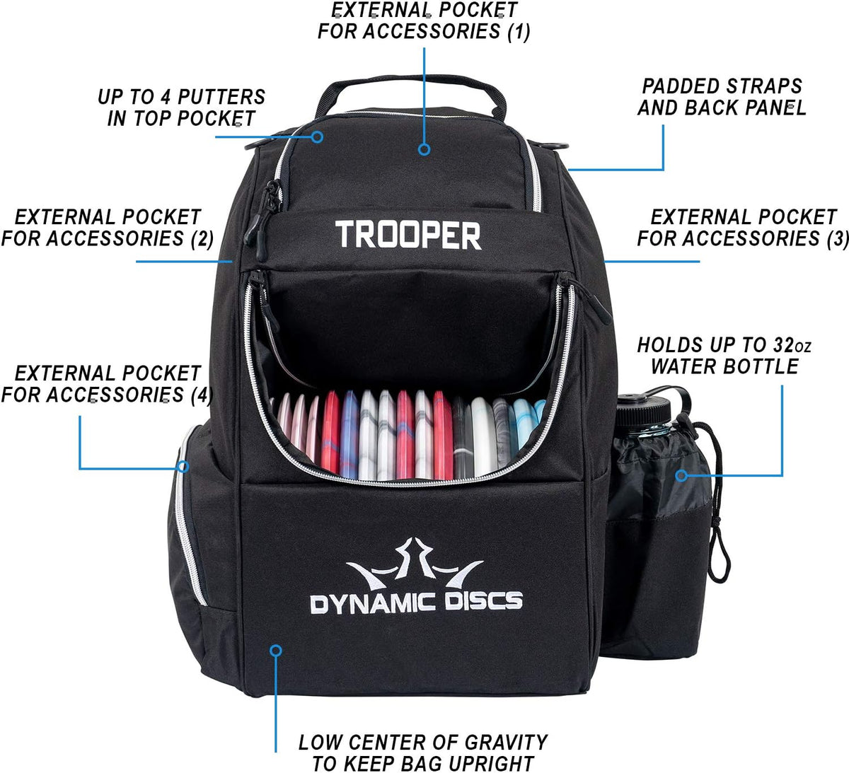 Dynamic Discs Trooper Disc Golf Backpack, Holds 18+ Discs